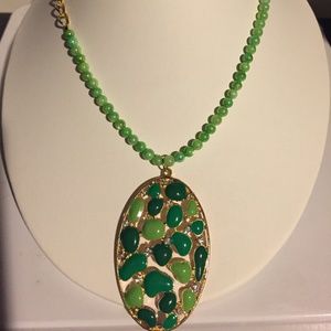 Green Glass Beaded Necklace